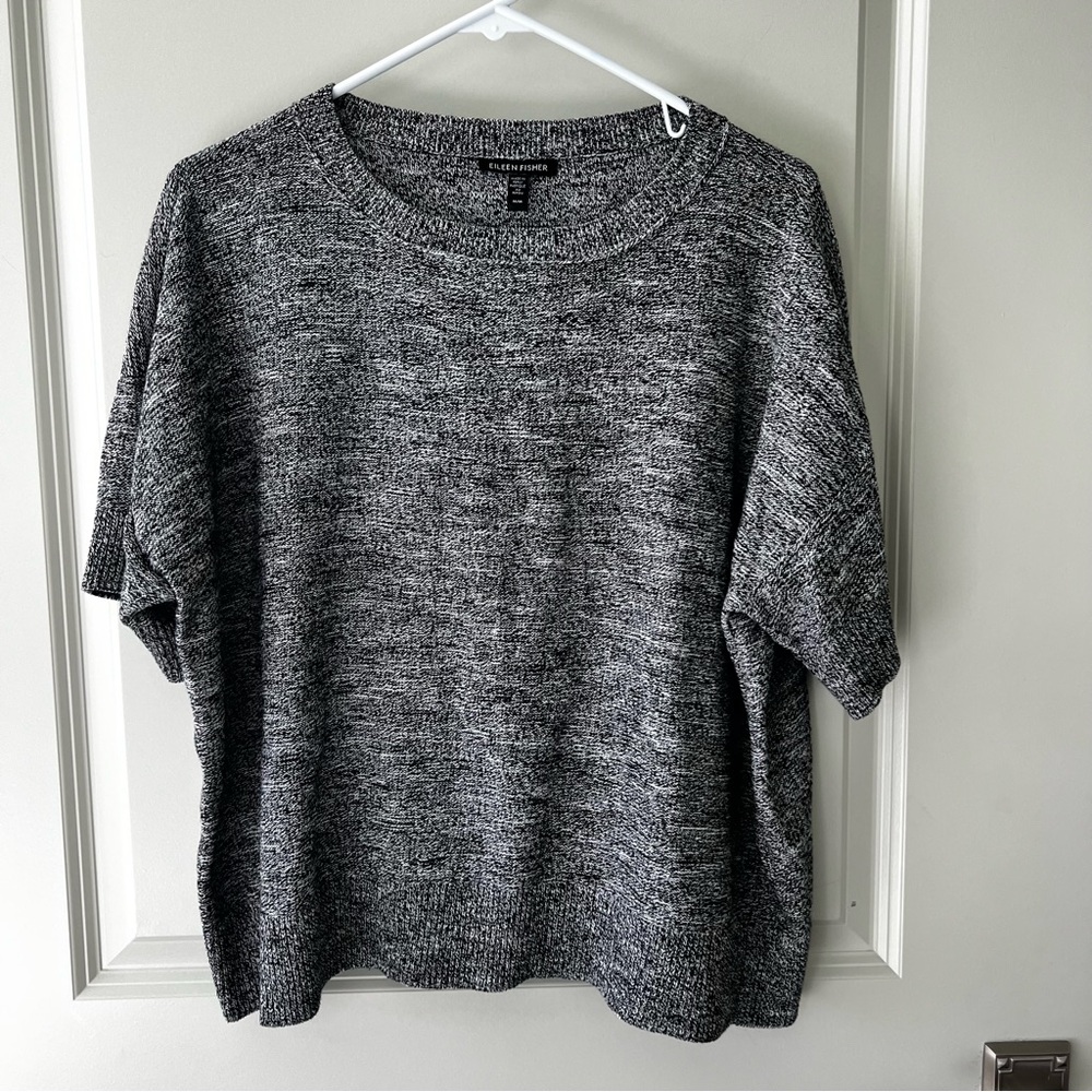 Eileen Fisher Organic Cotton Sweater Short Sleeve Slub Top